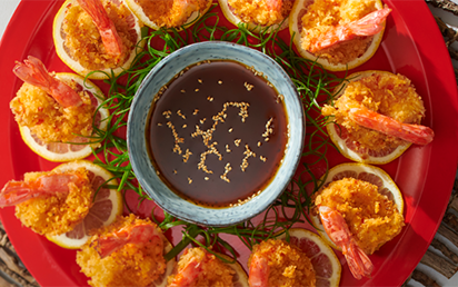 Crevettes croustillantes citron ail et sa sauce Teriyaki